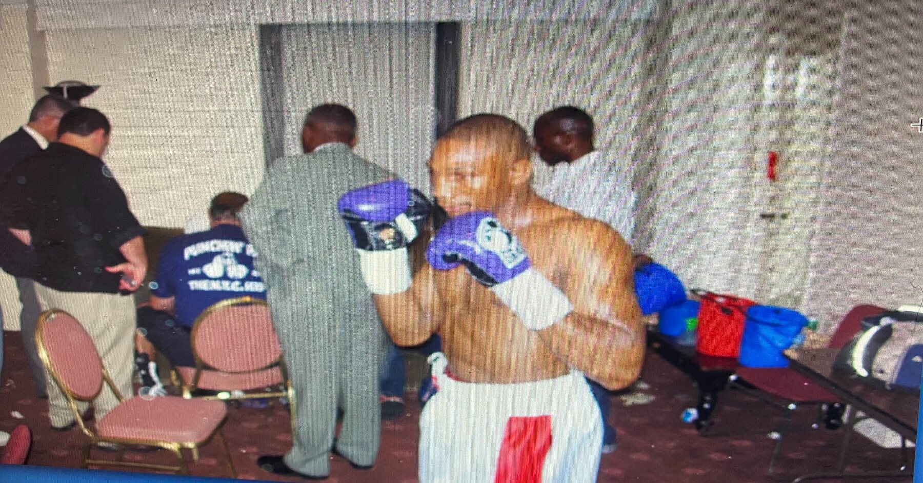 Boxer preparing behind the scenes at a boxing event