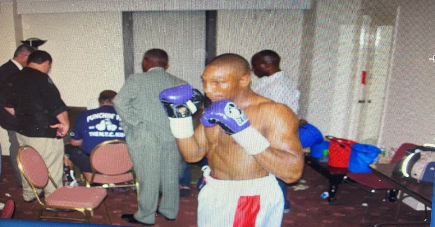 Boxer preparing behind the scenes at a boxing event