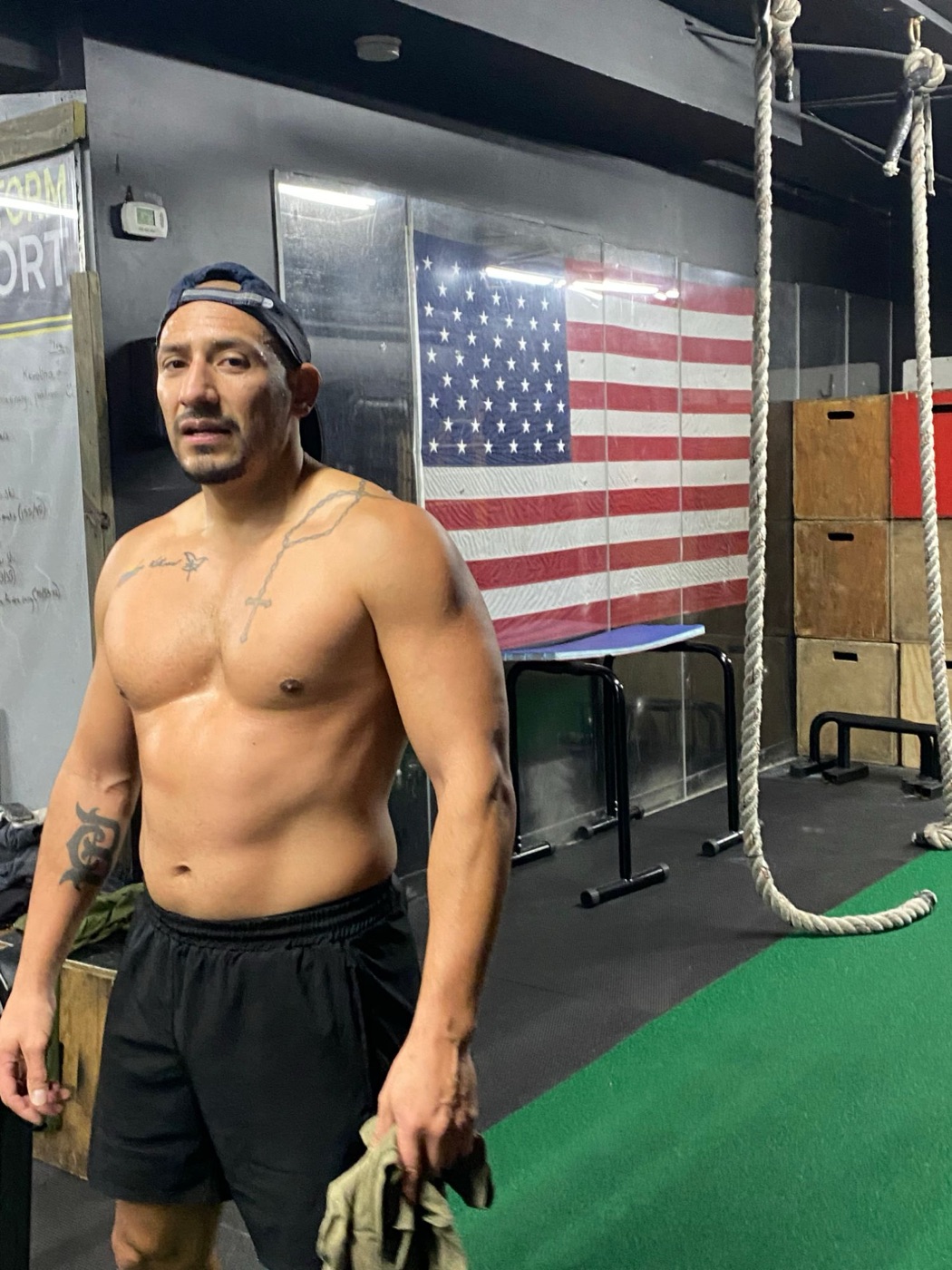 A ChampionBreed athlete after a hard training session in the gym